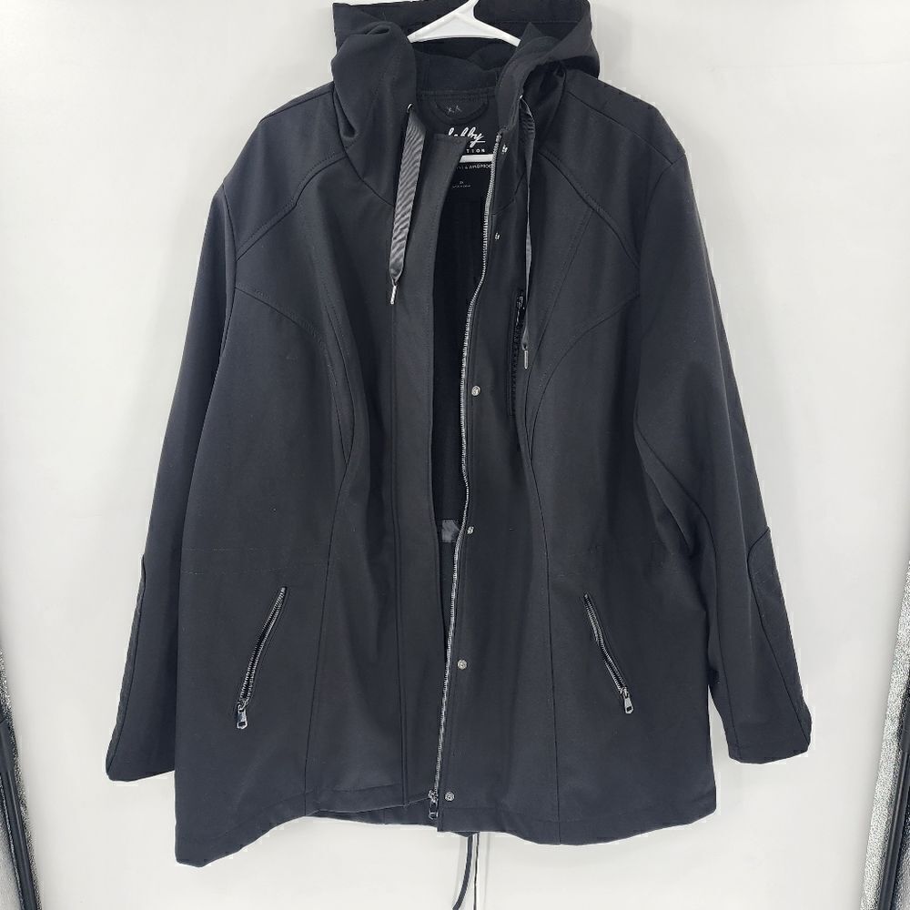 Sebby collection 3x black water resistant wind proof jacket coat womens